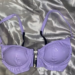 24HRS Lilac Vinyl Shiny Bra Top XS